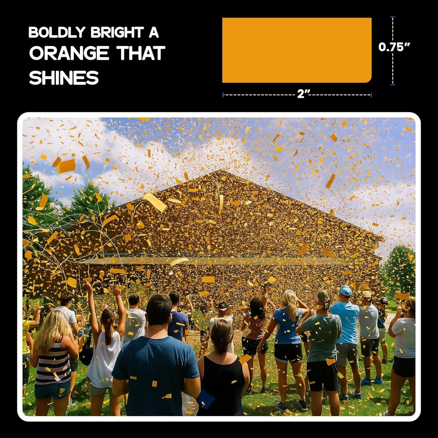 Orange Biodegradable Confetti – Rectangular Fluttering Tissue Paper Confetti for Cannon and Launcher use – Best for Gender Reveal, Parties, Concerts and Weddings - 20 lb, 320 oz