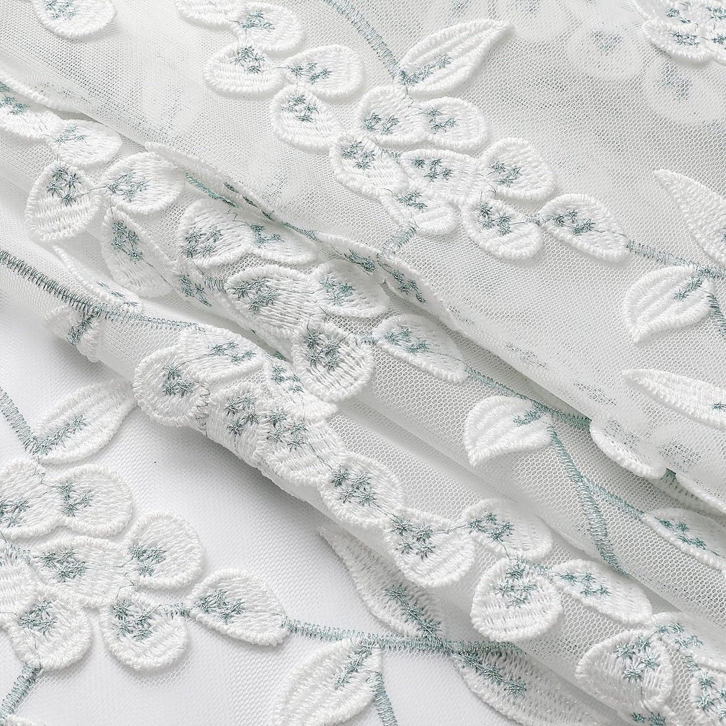 VISIONTEX White Sheer Voile Curtains, Decorative White Embossed Drip Rod Pocket Window Drapes for Home Kitchen, Living Room and Bedroom 54 x 63 Inch, Set of 2 Curtain Panels