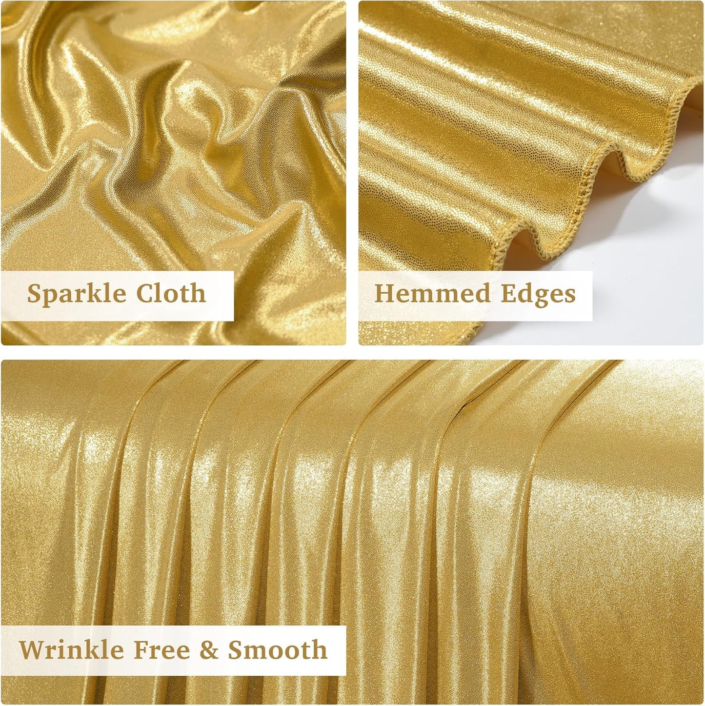 30ftx10ft Gold Backdrop Curtain for Parties, Wrinkle Free Glitter Photo Backdrop Drapes 6 Panels 5x10FT Shimmer Back Drop Cloth for Wedding Birthday Christmas Photography Background