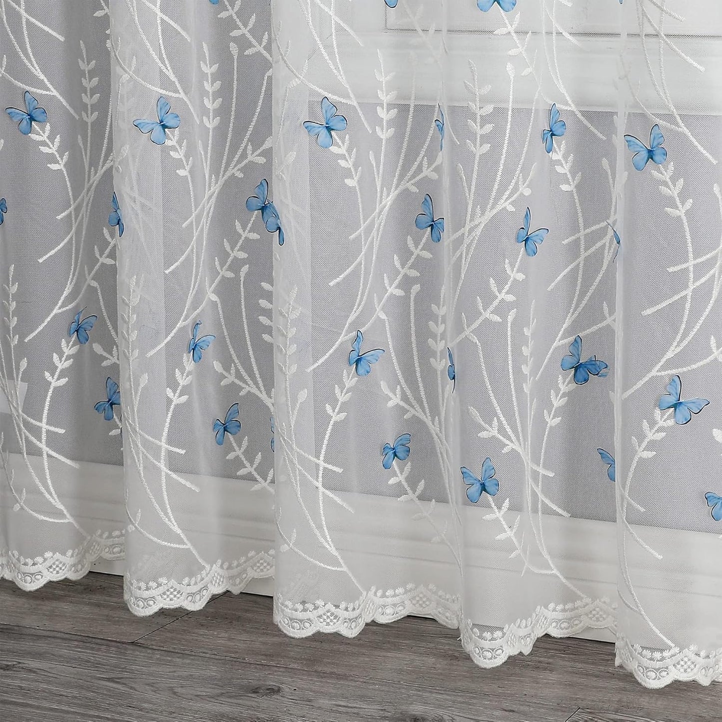 VISIONTEX White Sheer Voile Curtains, Decorative White Embossed Drip Rod Pocket Window Drapes for Home Kitchen, Living Room and Bedroom 54 x 72 Inch, Set of 2 Curtain Panels