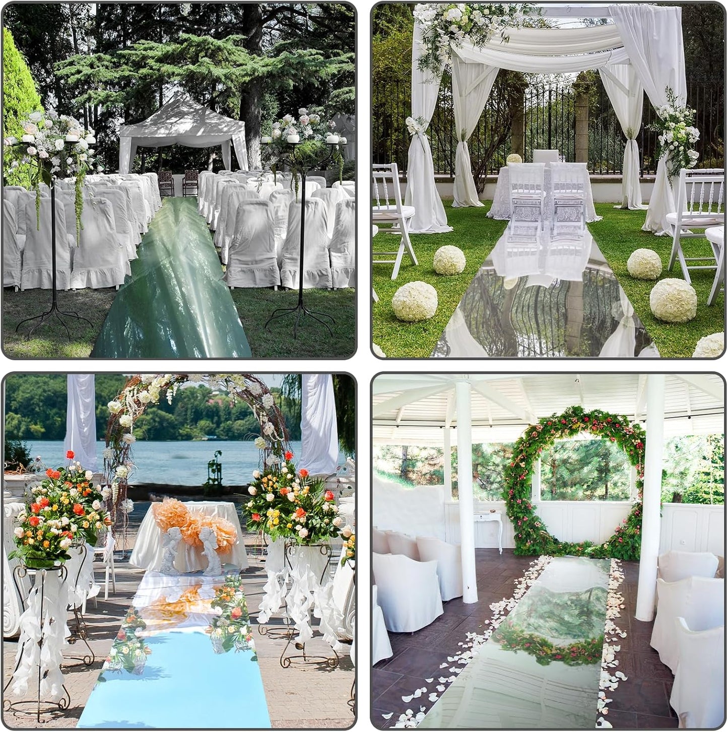 3.3 x 98.4 ft Mirror Rug Aisle Runner for Wedding Ceremony Double Sided Reflective Carpet Aisle Runner Walkway Rug Roll for Outdoor Birthday Graduation Party Decor(Silver)