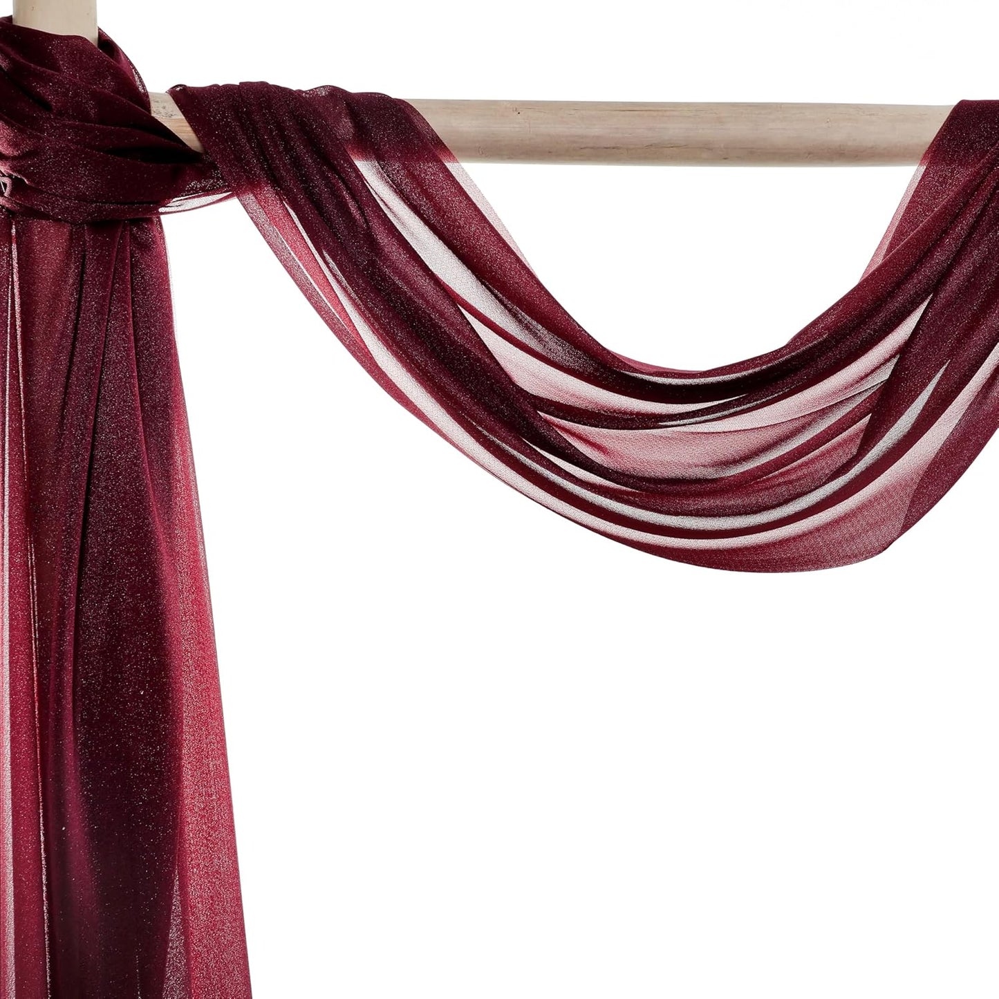 VDS Pack of 1 Panel (30 Inch X 30 Feet) Wedding Arch Draping Fabric Sheer Chiffon Fabric Drapery for Wedding Ceremony Reception Swag Backdrop Canopy Chuppah ARBO Altars Decoration (Burgundy)