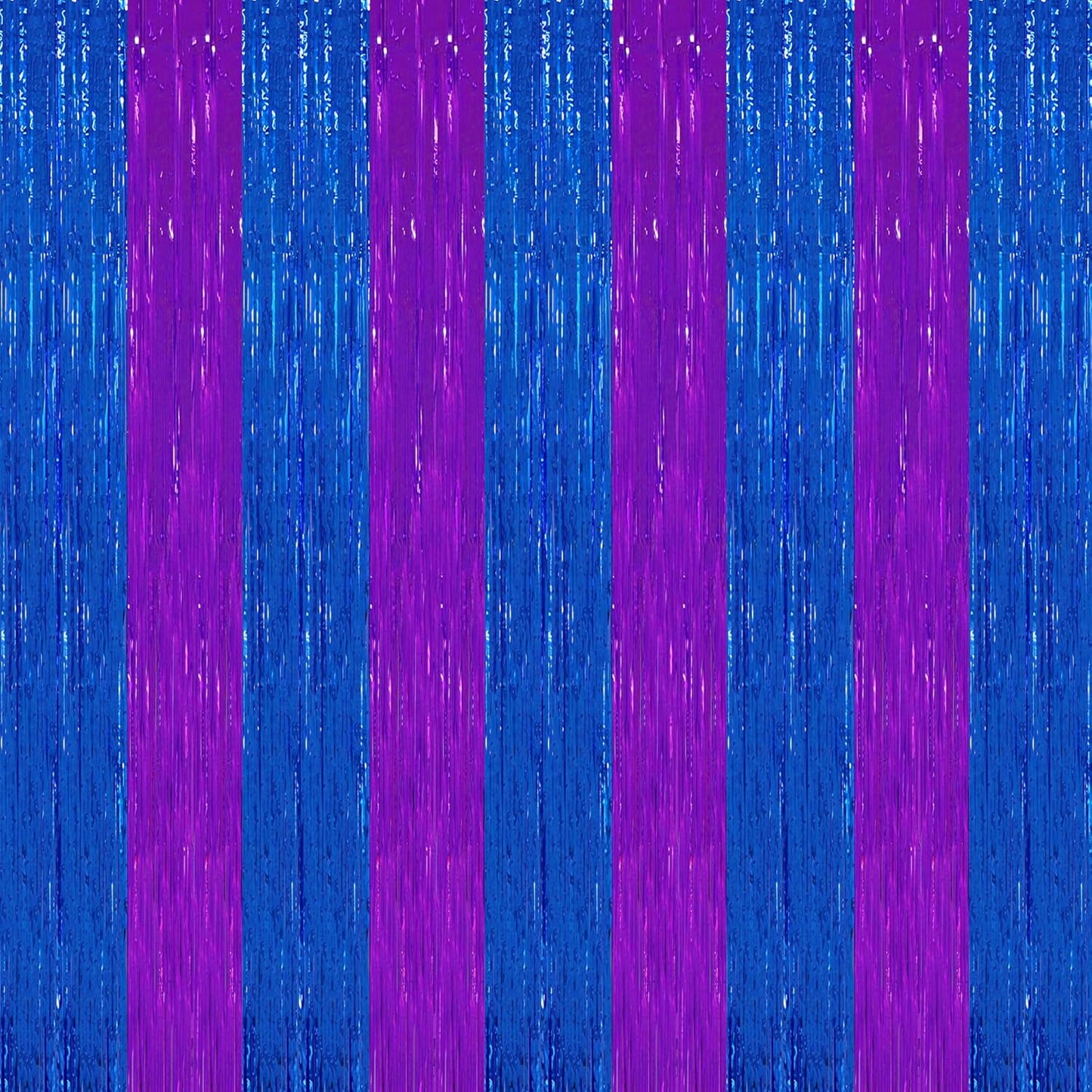 TONIFUL 2Pcs Blue Purple Door Streamers,Green Photo Booth Backdrop,Metallic Streamers Green Foil Fringe Curtains for Birthday,Christmas,New Year,St. Patrick's Day Party Streamers Decor