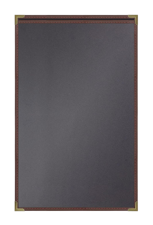 Goodsmart Pajco Style Restaurant Menu Covers – Pack of 10, Side-Loading Menu Holders, Single Stitched Edge, Clear Vinyl Menu Sleeves, Leatherette Trim, Gold Corners, Burgundy, 1 View (8.5" x 14")