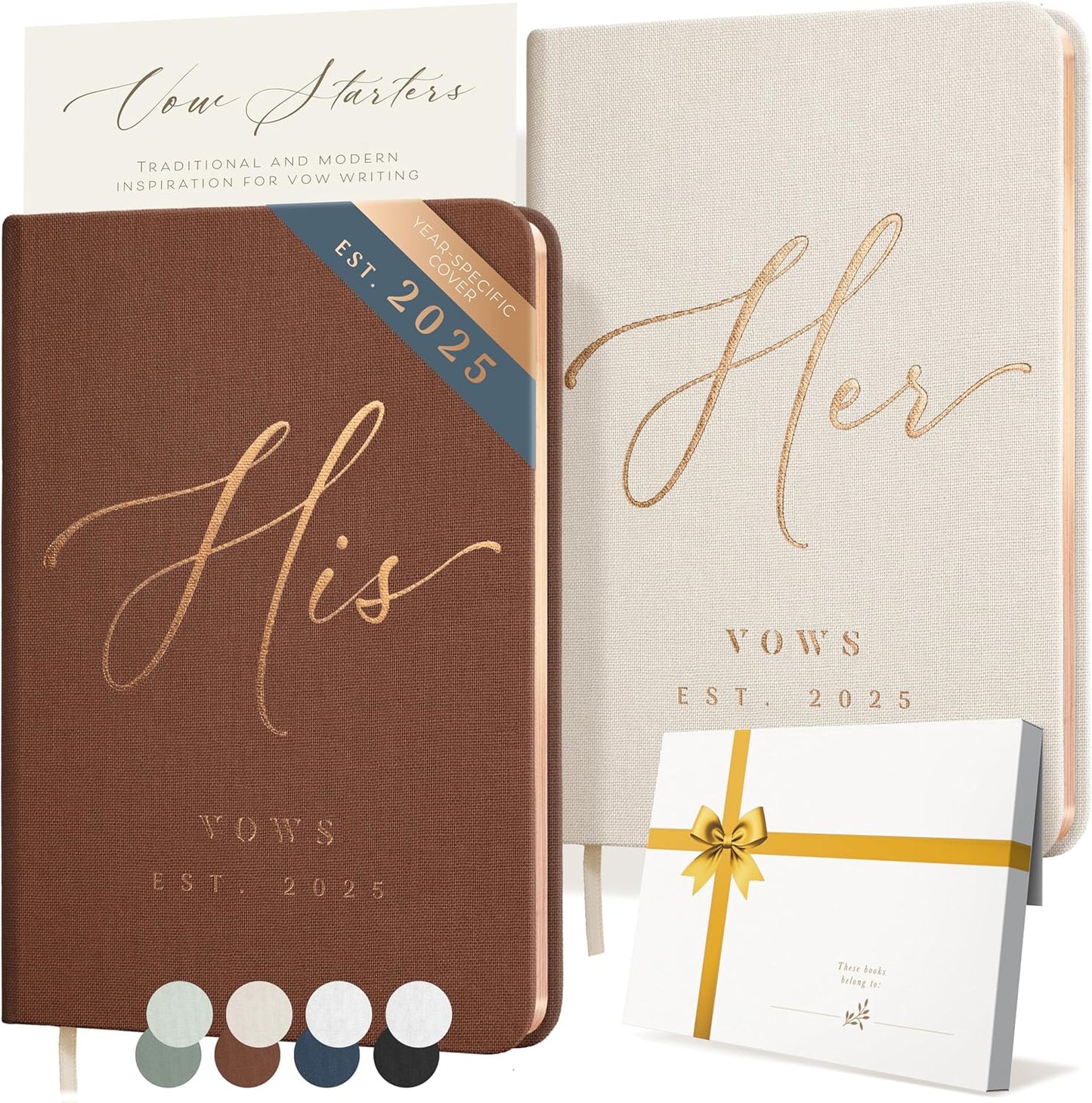Custom 2025 Vow Books His & Hers - Ivory & Terracotta Linen Wedding Vow Books, Wedding Accessories for Brides & Grooms, His & Hers Gifts - Wedding Registry Must Haves 2025 & Elopement Essentials