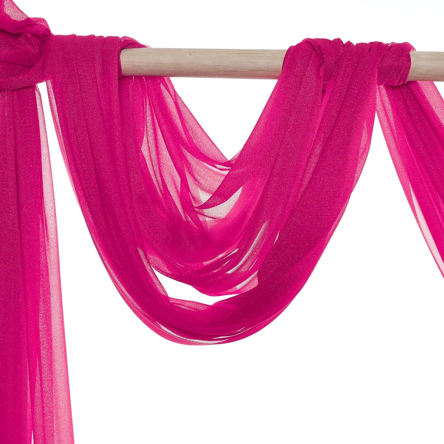 VDS Pack of 2 Panel (30 Inch X 50 Feet) Wedding Arch Draping Fabric Sheer Chiffon Fabric Drapery for Wedding Ceremony Reception Swag Backdrop Canopy Chuppah ARBO Altars Decoration (Hot Pink)