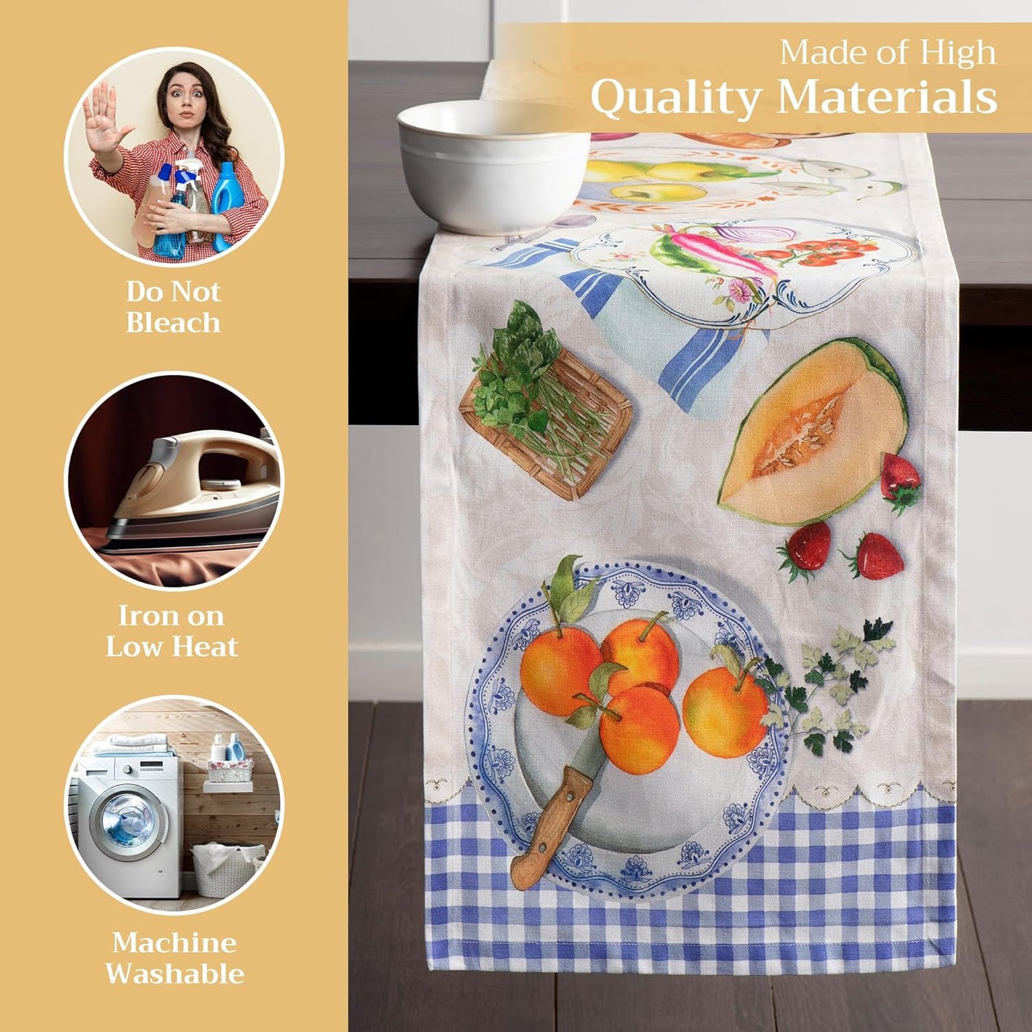 Maison d' Hermine Table runner 100% Cotton Single Layer Table Runners 108 inches long Decorative for Home Kitchen Dining Party Baby Shower Wedding Bridal Shower Spring Summer (Gourmand, 14.50" x 108")