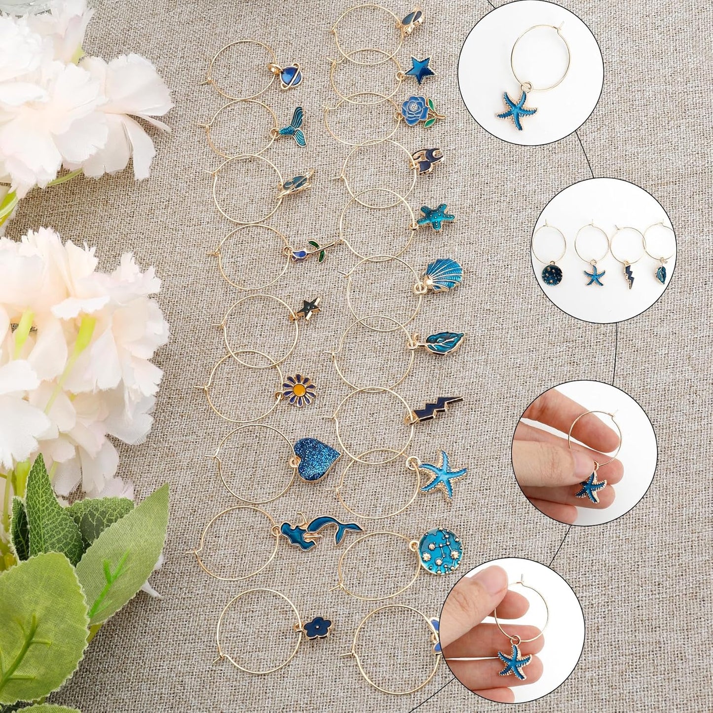 Wine Glass Charms Wine Charms for Stem Glasses Glass Markers Identifiers Tags for Christmas Tasting Party Favors Decorations