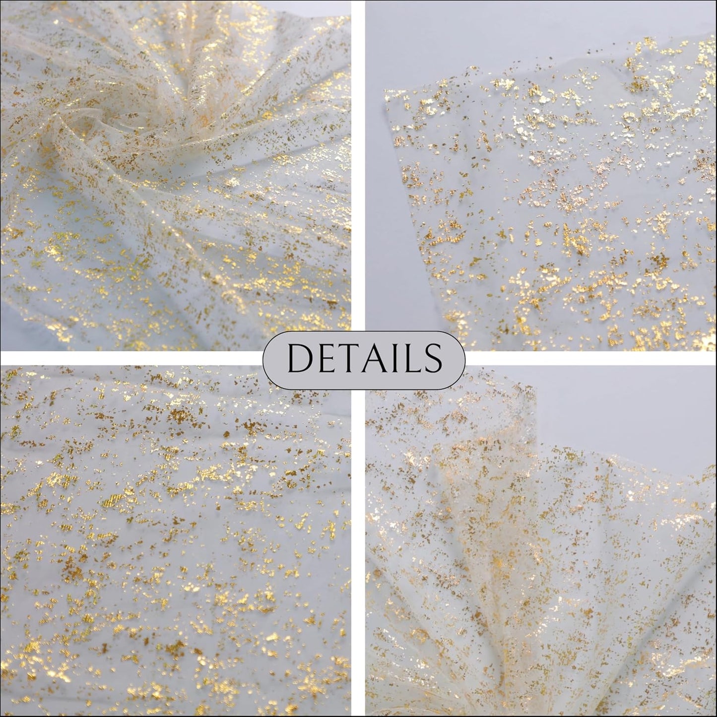Snowkingdom 10 Pack 10ft Gold Table Runners, Sheer Chiffon Tulle Cheesecloth Sequin Glitter Metallic, Golden Centerpieces Table Decorations for Party Wedding Christmas Birthday Bridal Baby Shower
