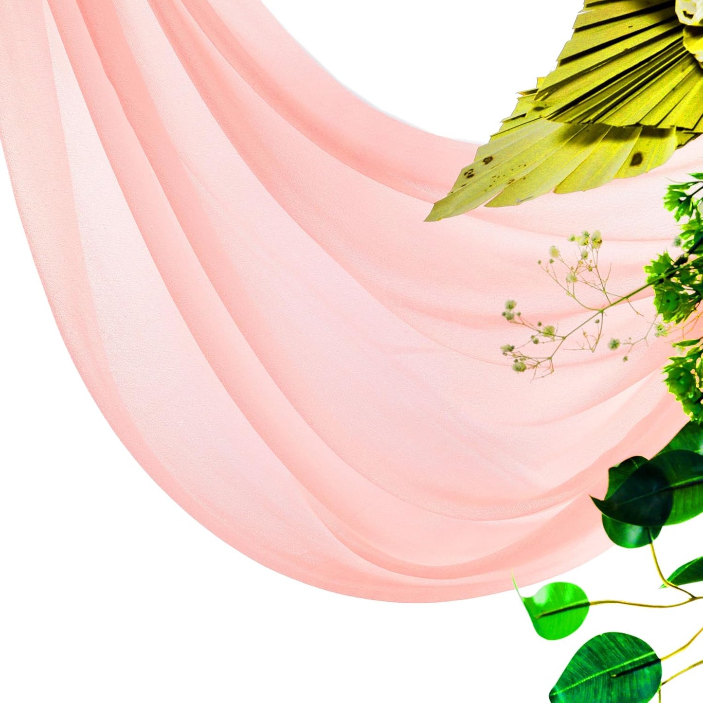 VDS Pack of 2 Panel (30 Inch X 20 Feet) Wedding Arch Draping Fabric Sheer Chiffon Fabric Drapery for Wedding Ceremony Reception Swag Backdrop Canopy Chuppah ARBO Altars Decoration (Peach)