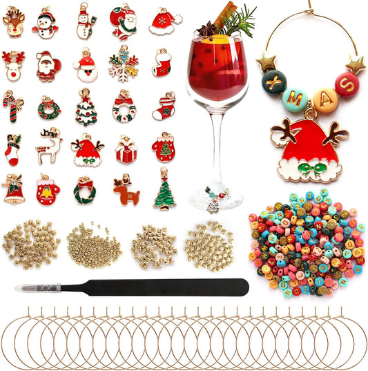 DIY Wine Glass Charms Kit, 25pcs Personalized Reusable Drink Marker Tags, Glass Identifiers for Wine Tasting Party, Unique Hostess Gifts & Party Decorations