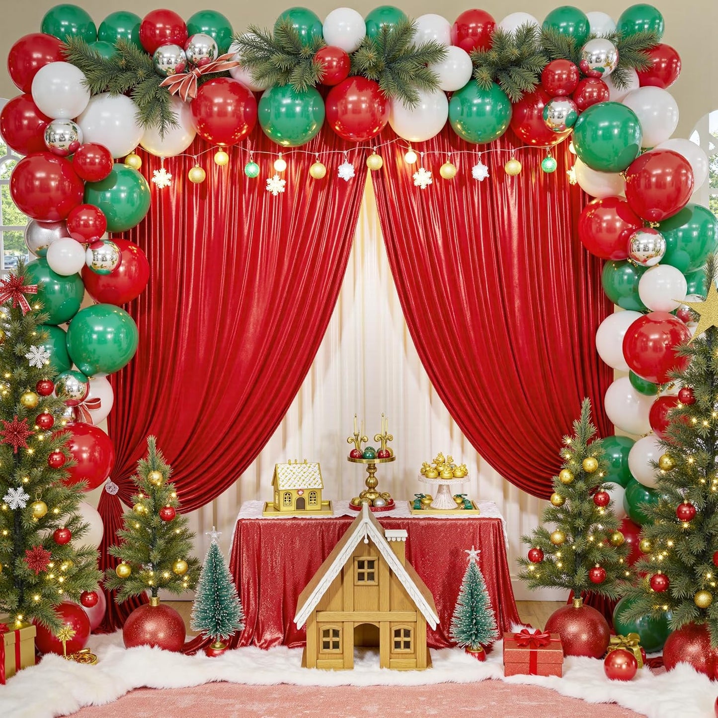 20x10ft Thick Red Glitter Backdrop Curtain Panels for Parties, Wrinkle Free Sequin Sparking Photo Backdrop Drapes, 4 Panels 5x10ft Shimmer Back Drop Cloth for Wedding Birthday Photography