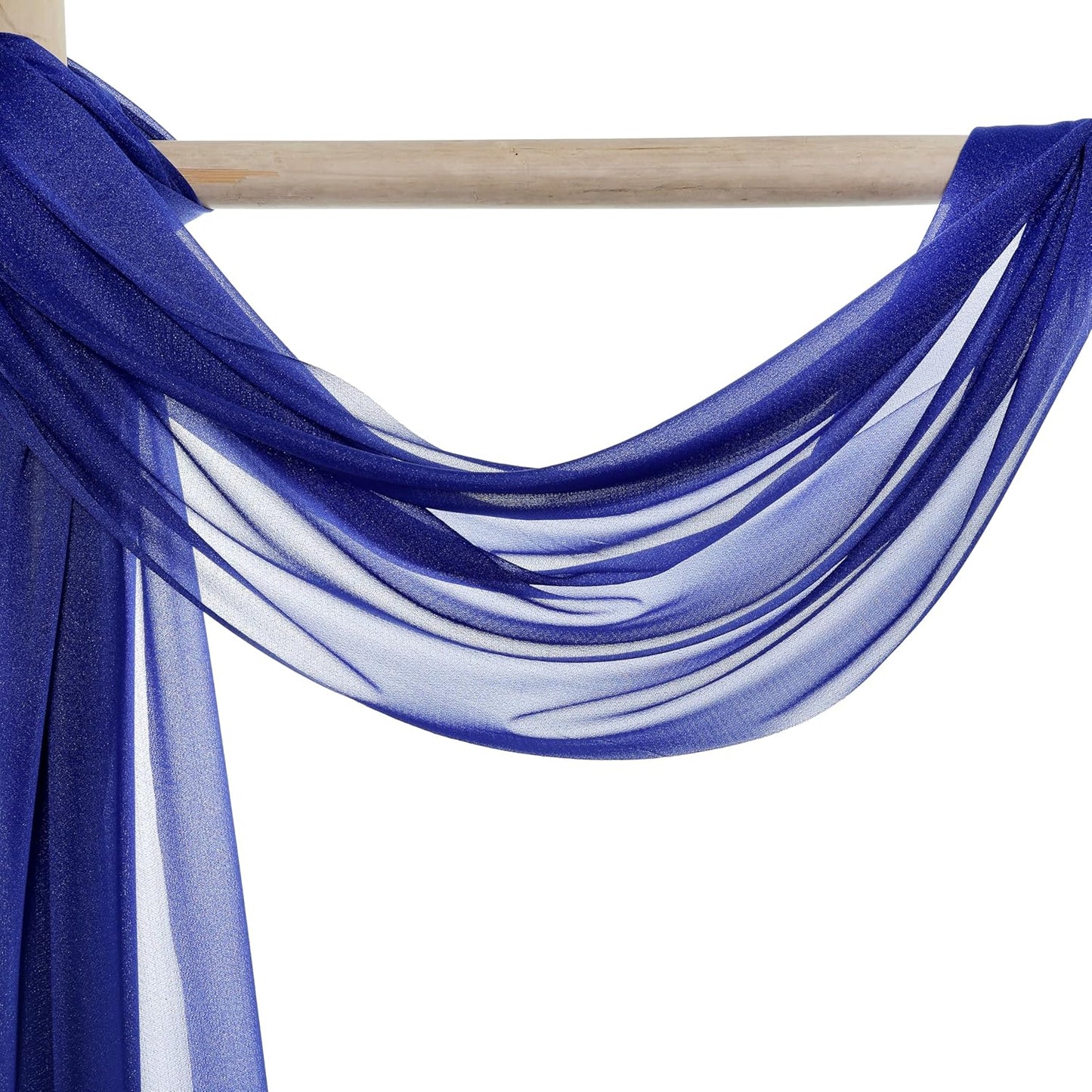 VDS Pack of 2 Panel (30 Inch X 20 Feet) Wedding Arch Draping Fabric Sheer Chiffon Fabric Drapery for Wedding Ceremony Reception Swag Backdrop Canopy Chuppah ARBO Altars Decoration (Royal Blue)