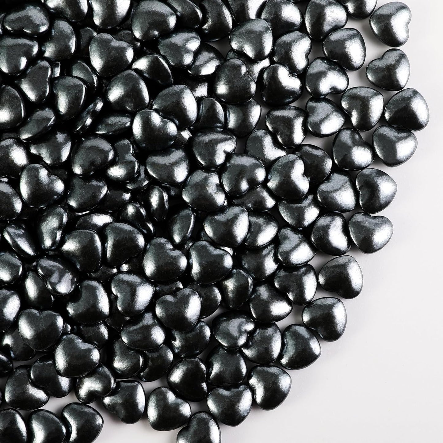 Kasvan Black Heart Shapes Sprinkles - Edible Candy Pearls 130g/4.58 Oz, Mix Size, Baking Cake Decorations, Ice Cream Toppings and Cookie Decorating, Wedding Party Chirstmas Supplies (Black)