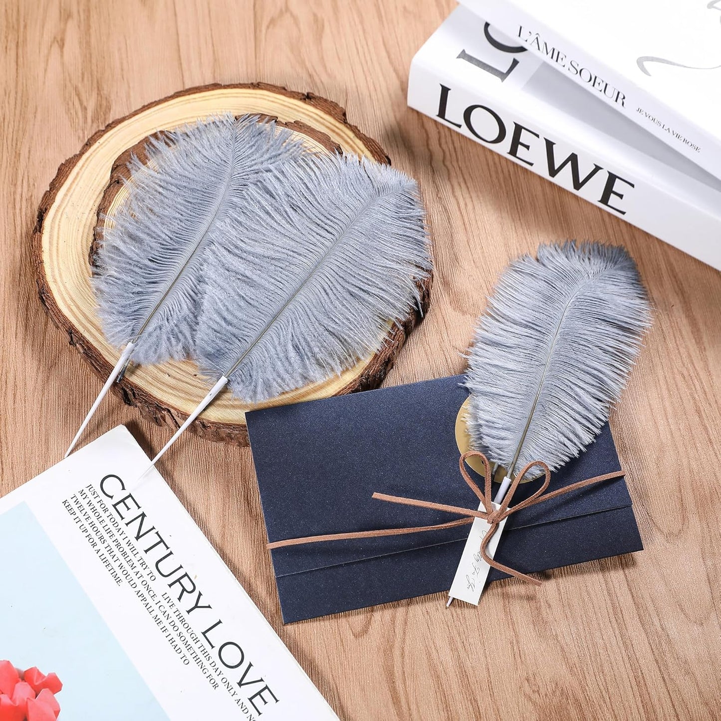 SOGUGOM Grey Craft Ostrich Feathers - 30PCS 6-8 inch Bulk Ostrich Feathers Kit for Kindergarten Crafts, Dream Catchers and DIY Projects(Grey)