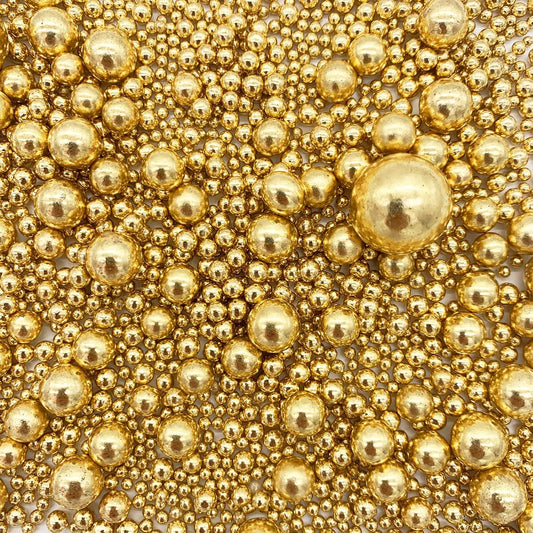 Weraru Edible Bright Gold Pearl Sugar Sprinkles Candy Mixing Size Baking Edible Cake Decorations Cupcake Toppers Cookie Decorating Celebrations Wedding Shower Party Chirstmas Supplies 120g/ 4.2oz