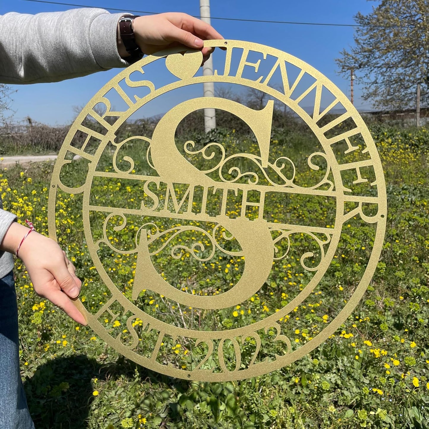 Personalized Family Name Sign with Heart, Split Letter Monogram Wall Art Decor, Durable Steel Family Last Name Decor, Custom Signs Indoor or Outdoor, Personalized Wedding Gifts, Housewarming Gift