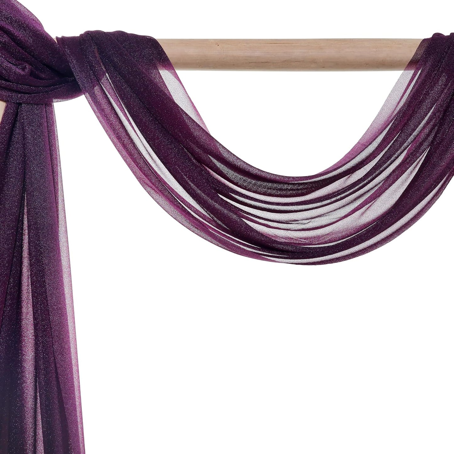 VDS Pack of 1 Panel (30 Inch X 40 Feet) Wedding Arch Draping Fabric Sheer Chiffon Fabric Drapery for Wedding Ceremony Reception Swag Backdrop Canopy Chuppah ARBO Altars Decoration (Eggplant)