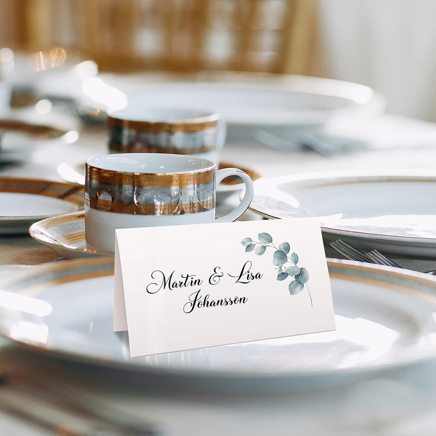 CLEVER SIGNS Place Cards for Wedding or Party, Seating Place Cards for Tables, Scored for Easy Folding, Flower Design 100 Pack, 2 x 3.5 Inches