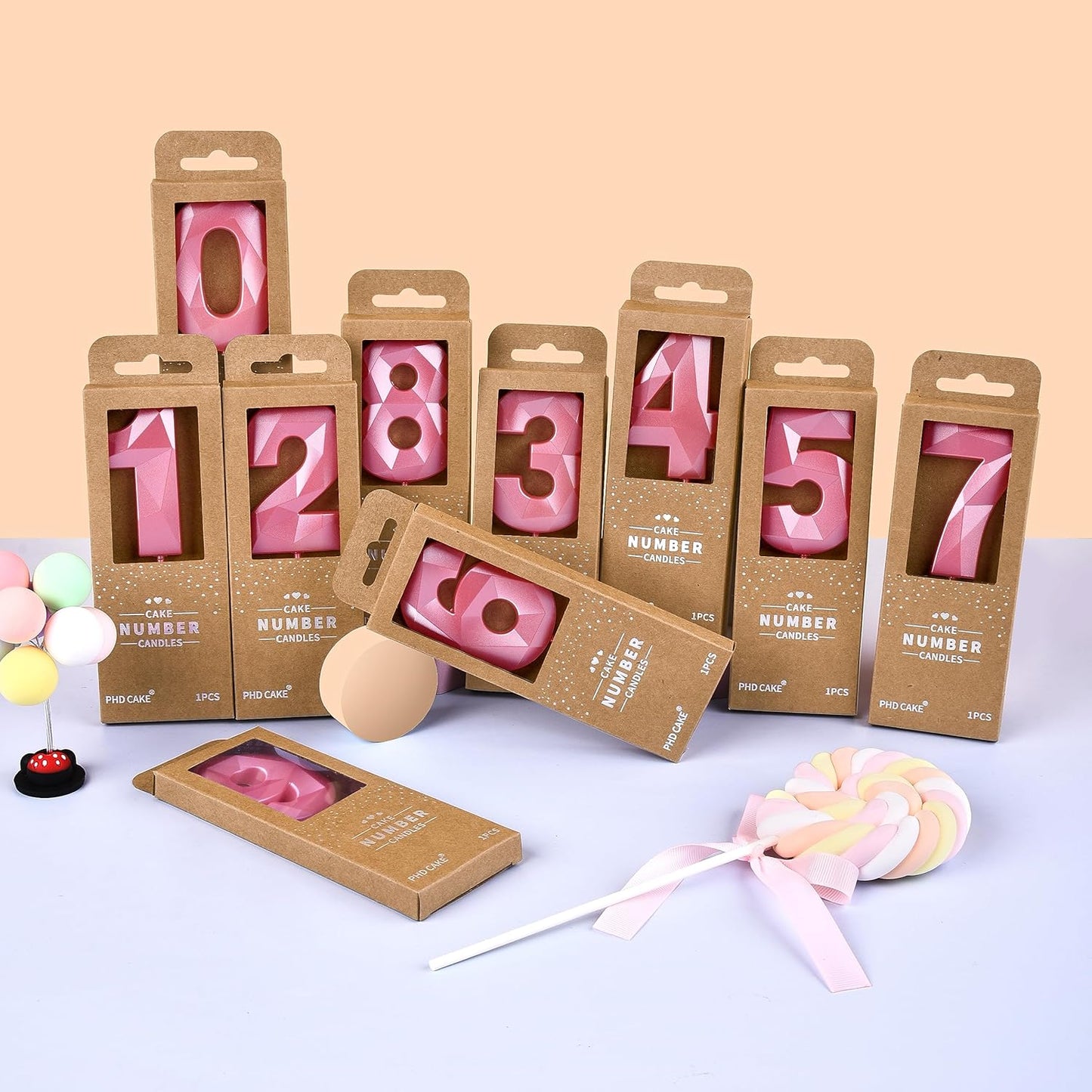 PHD CAKE 2.76 Inch Crystal Pink 9 Number Birthday Candles, Pink Number Candles, Cake Number Candles, Party Celebration