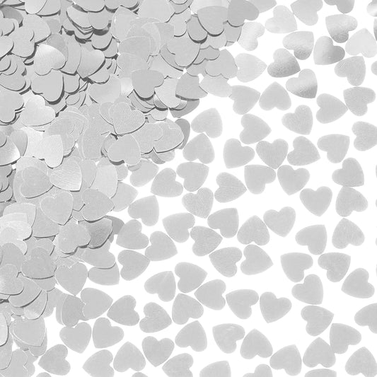 Silver Heart Table Sequins & Metallic Sprinkles - Wedding, Engagement, Anniversary & Baby Shower Decorations, 60g