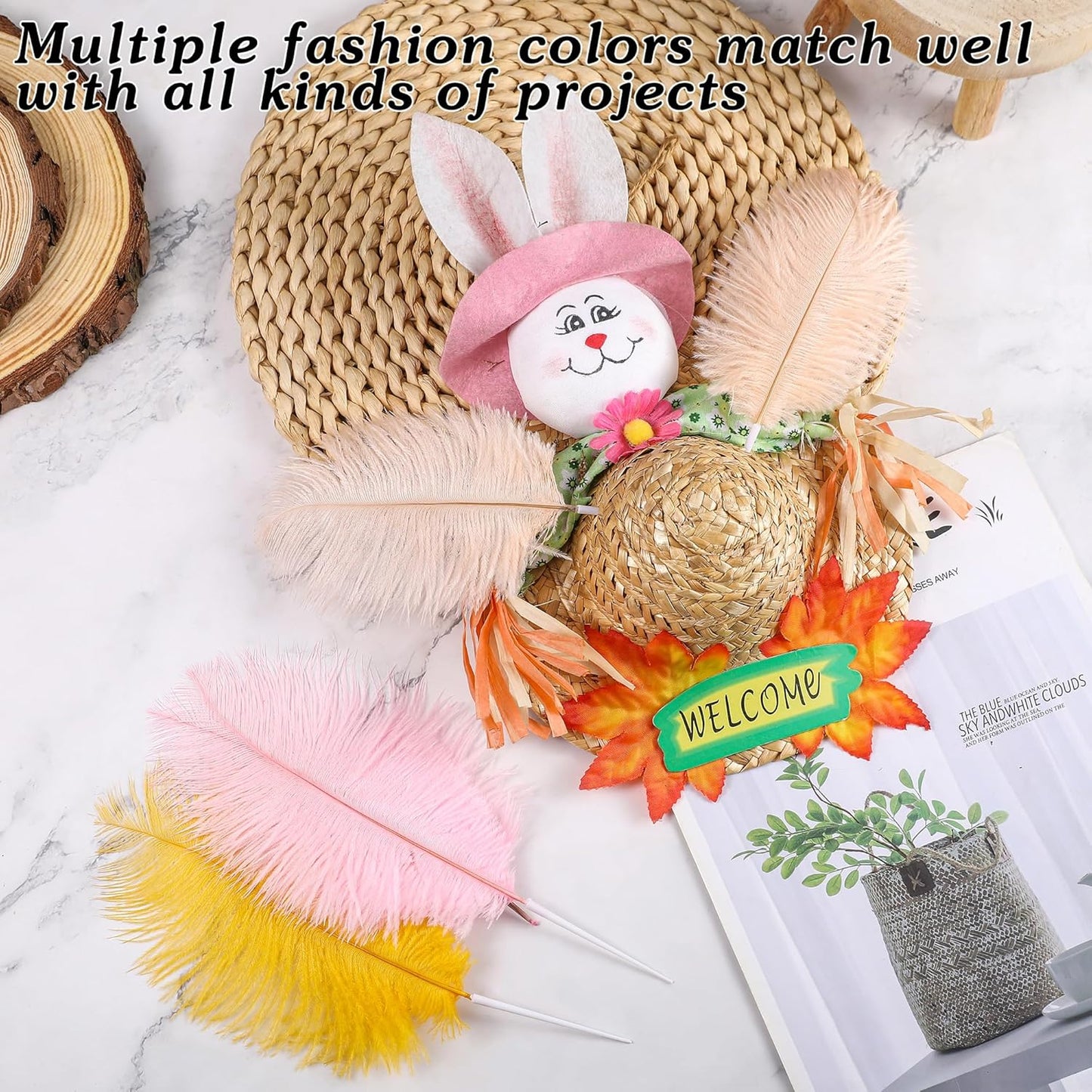 SOGUGOM Light Salmon Ostrich Feathers - 30PCS 6-8 inch Small Ostrich Feathers Kit for Wedding Decorations, Hats and DIY Projects(Light Salmon)