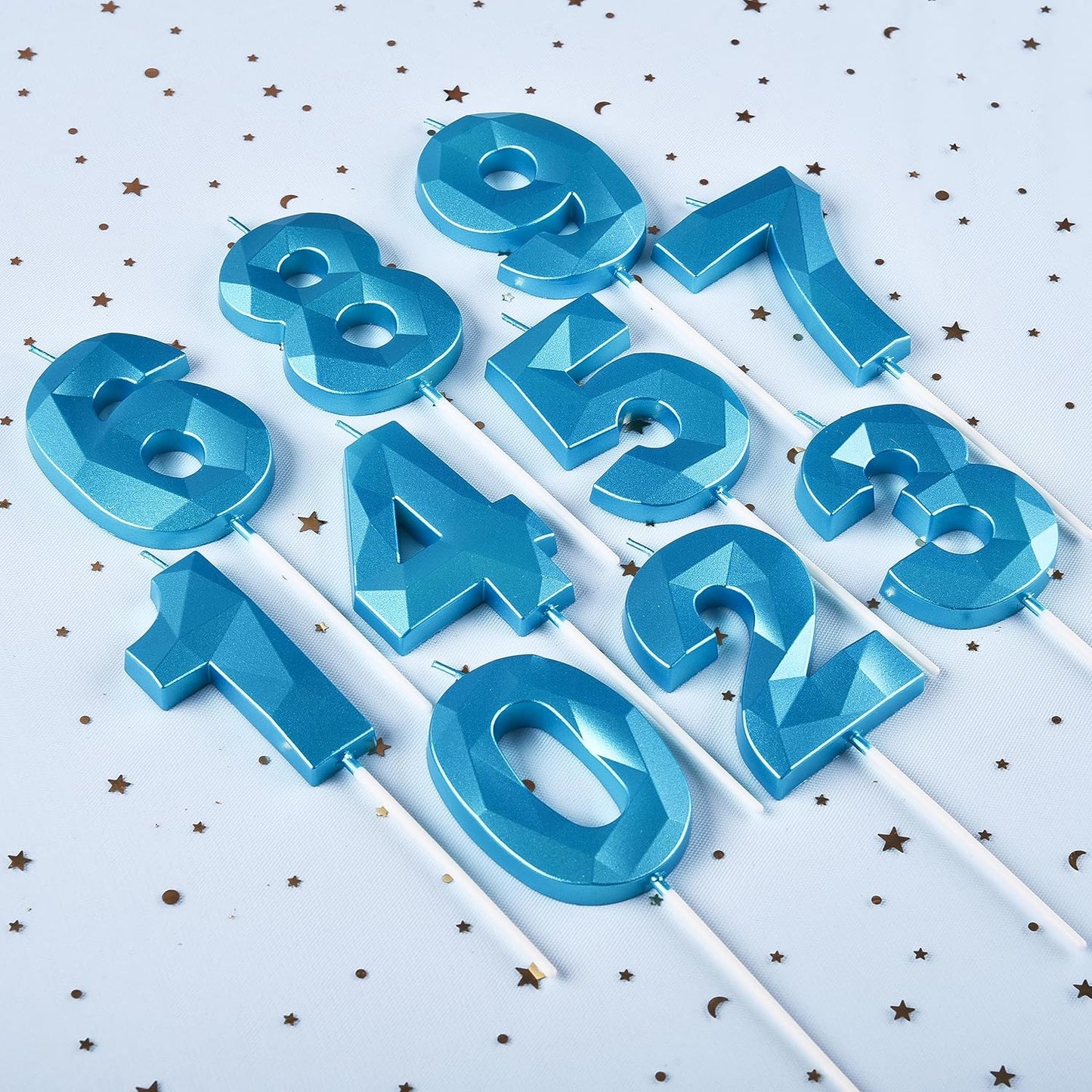 PHD CAKE 2.76 Inch Crystal Blue 1 Number Birthday Candles, Blue Number Candle, Cake Number Candles, Party Celebration