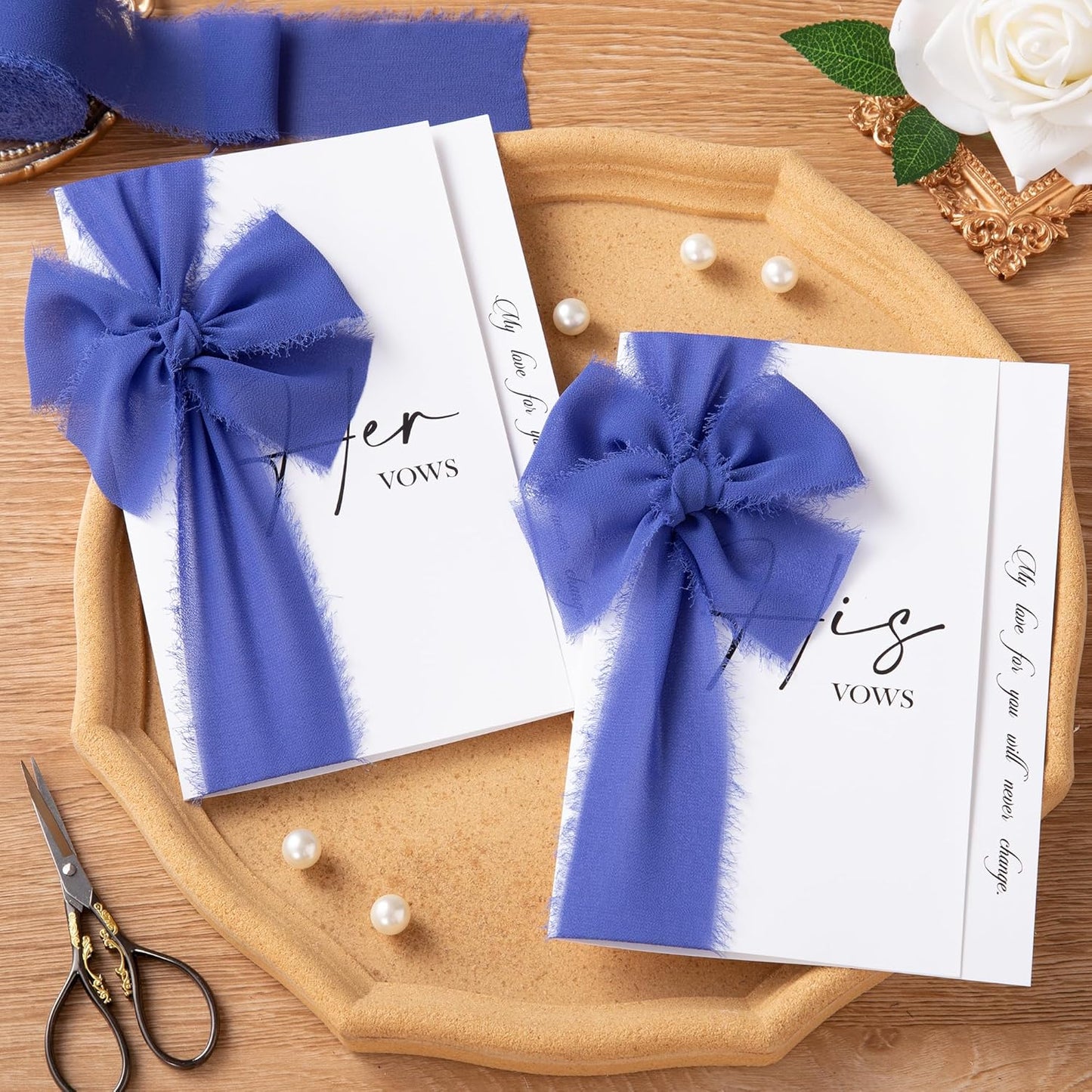 DORIS HOME Electric Blue Chiffon Ribbon for Flower Bouquet, 2" x21Yd Fabric Ribbon for Gift Wrapping, Handmade Frayed Ribbon for Wedding, Chiffon Silk Ribbon for Christmas Decorations