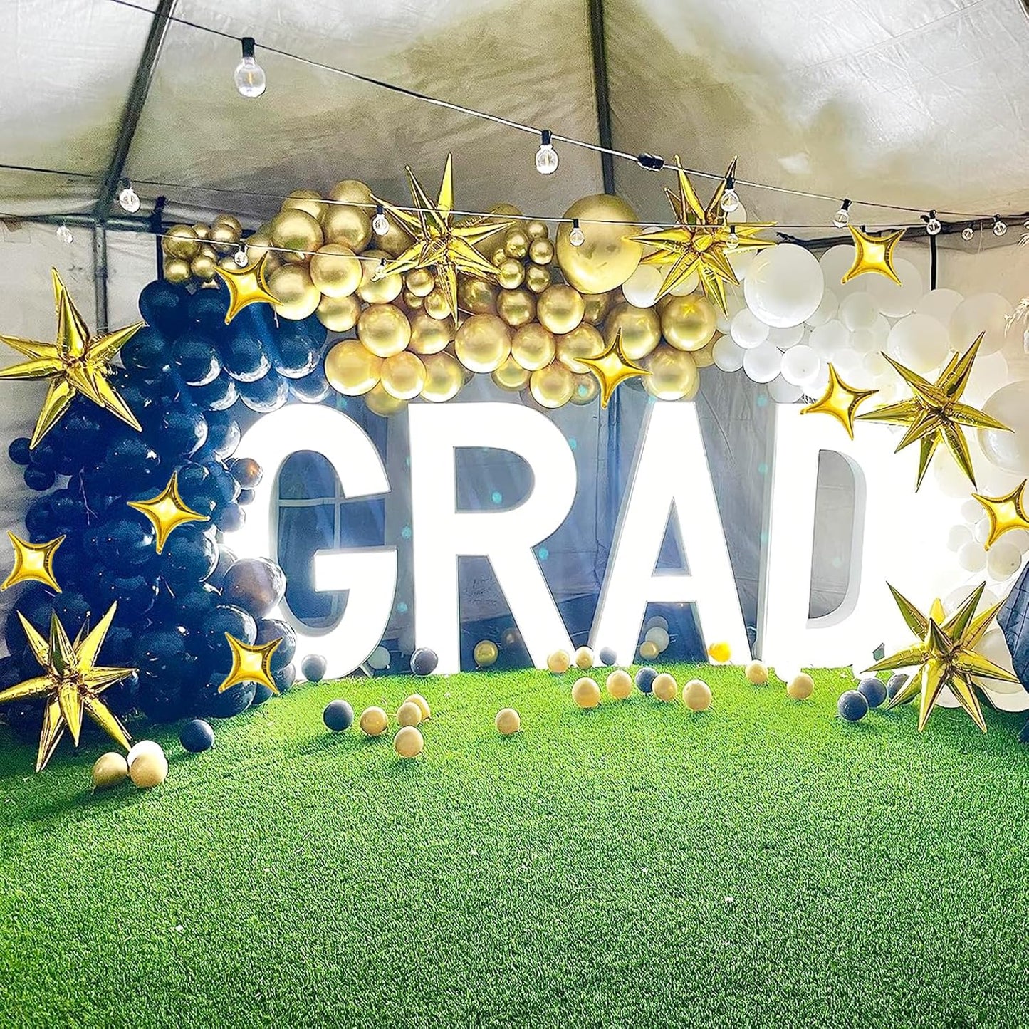 6 Pcs 22" & 10 Pcs 10" Star Foil Balloons - Gold, 12 Point & 4 Point Star Balloons for Party Supplies, Christmas, Birthday, Wedding