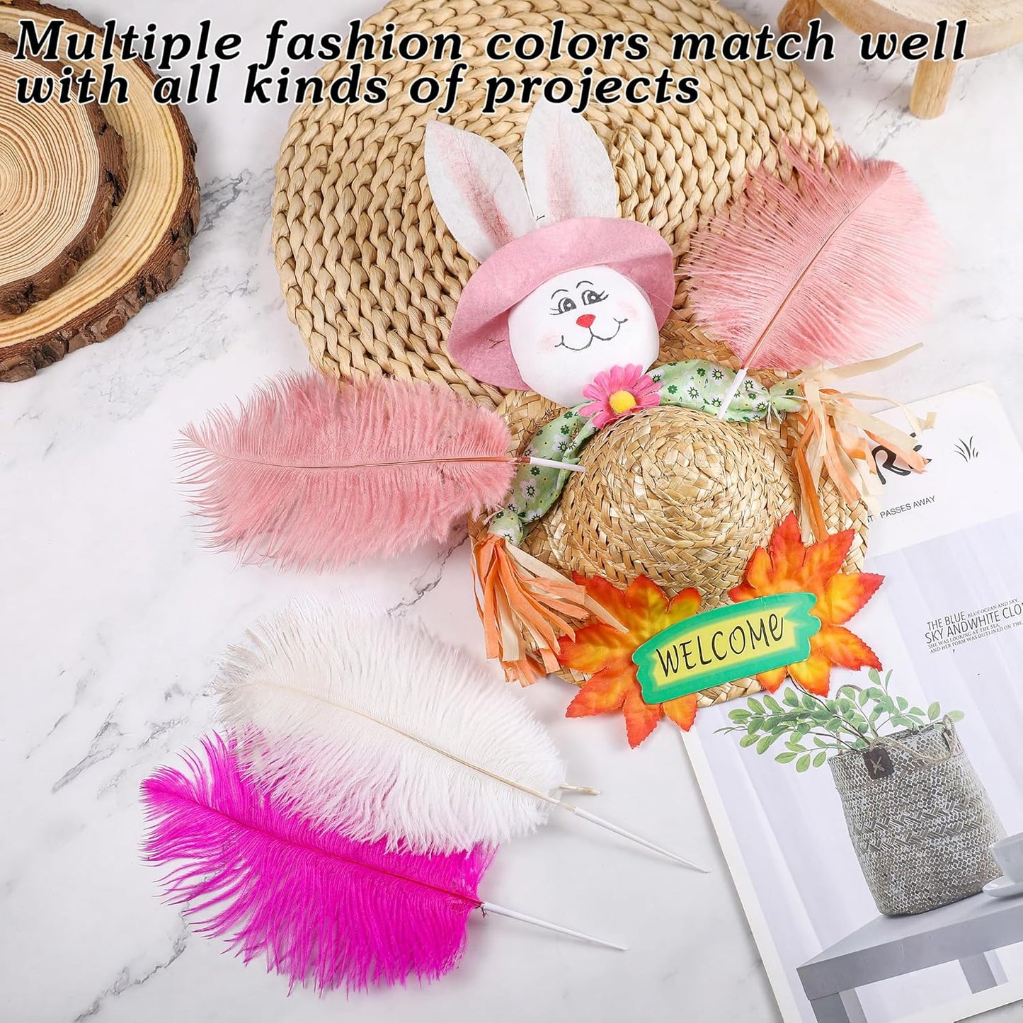 SOGUGOM Pink Craft Ostrich Feathers - 30PCS 6-8 inch Natural Ostrich Feathers Kit for Wedding Decorations, Hats and DIY Projects(Lotus Pink)