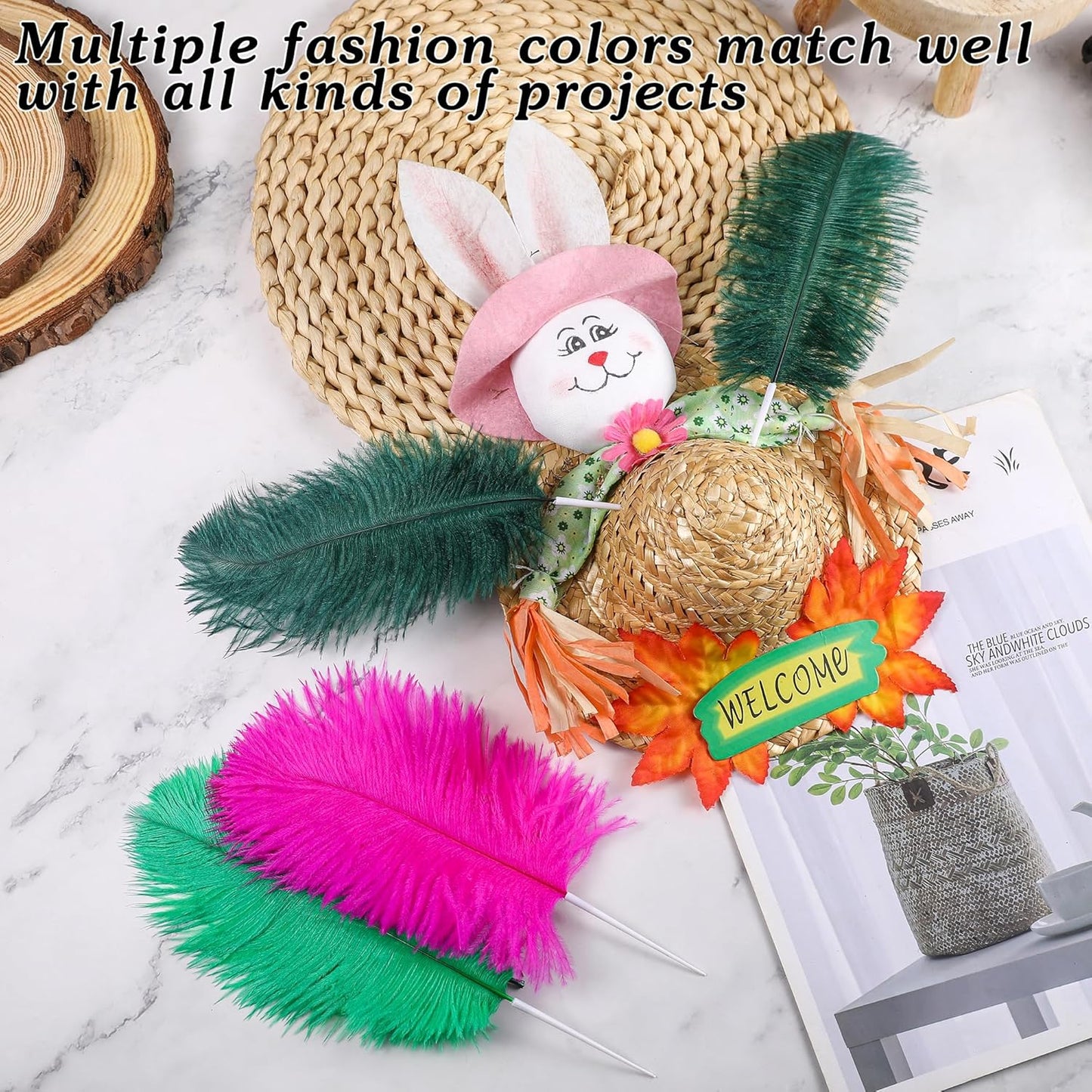 SOGUGOM Green Craft Ostrich Feathers - 30PCS 8-10 inch Ostrich Feathers Kit for Centerpieces, Kindergarten Crafts, Dream Catchers and DIY Projects(Dark Green)