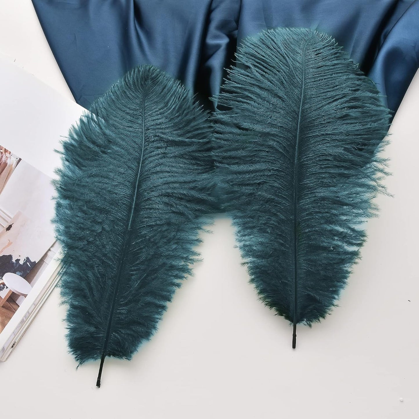 Ballinger Teal Ostrich Feathers Bulk - 24Pcs 8-10inch Feathers for Party Centerpieces,DIY Crafts and Home Decor