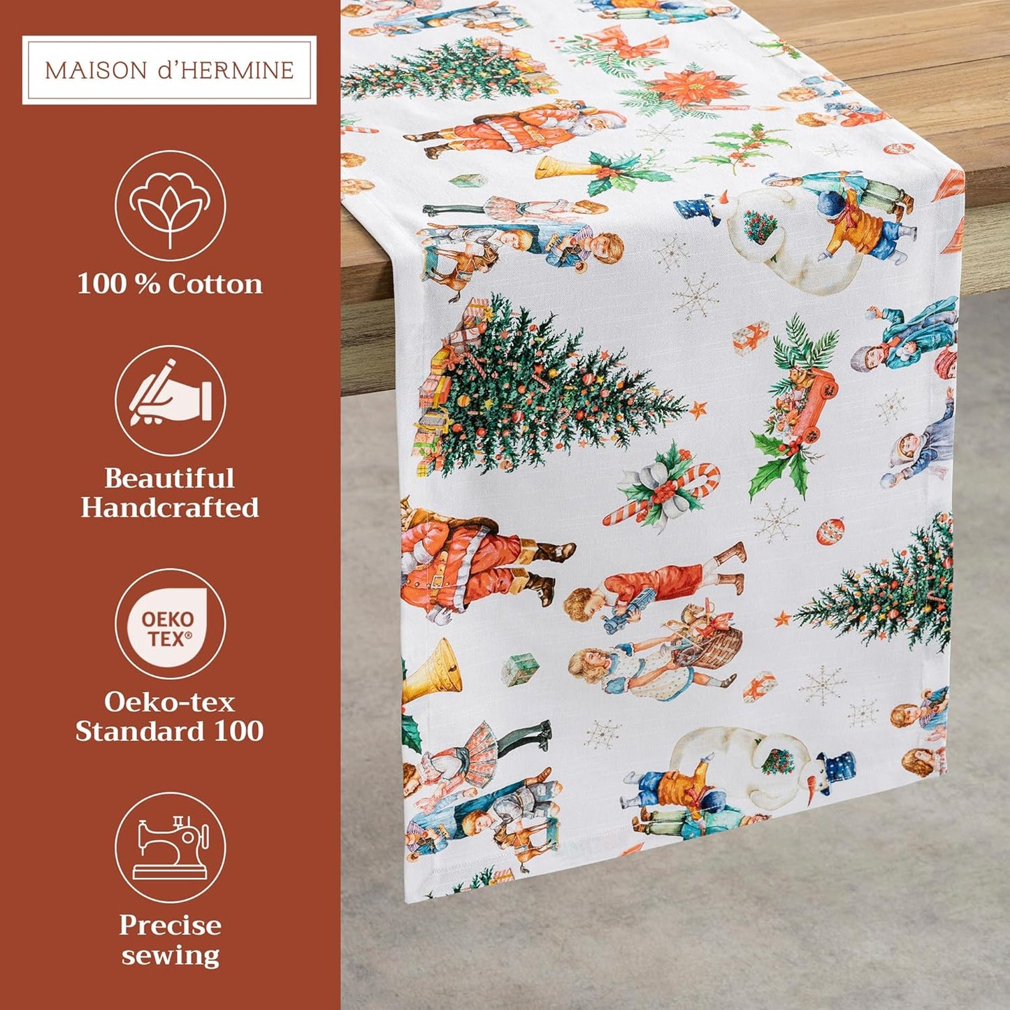 Maison d' Hermine Table Runner 100% Cotton Single Layer Table Runners 108 inches Long for Thanksgiving Christmas Decorations Home Kitchen Dining Party Wedding (Chromo, 14.5" x 108")