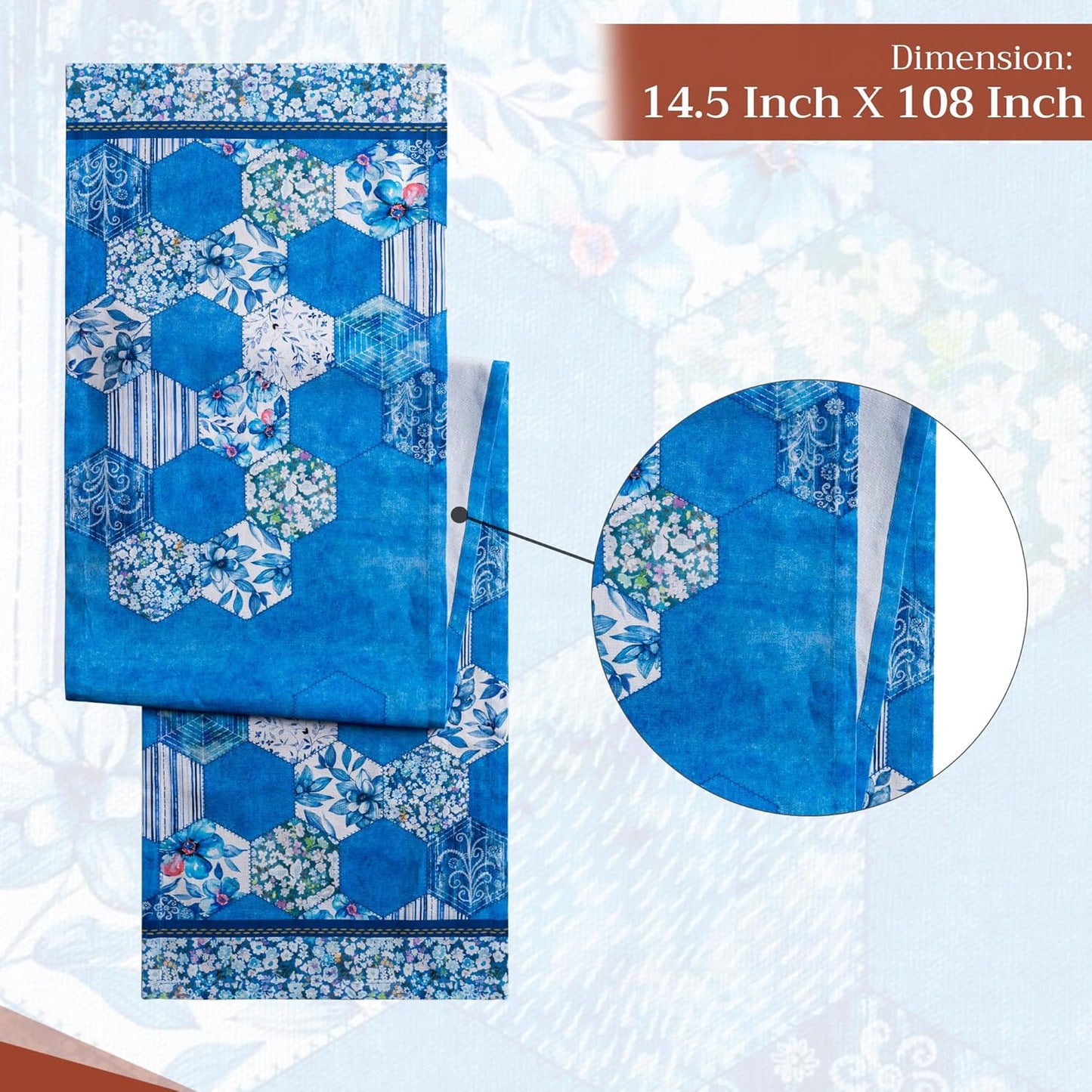 Maison d' Hermine Table Runner 100% Cotton Single Layer Table Runners 108 inches Long Decorative for Home Kitchen Dining Party Wedding Bridal Shower Spring Summer (Summer Blues, 14.50" x 108")