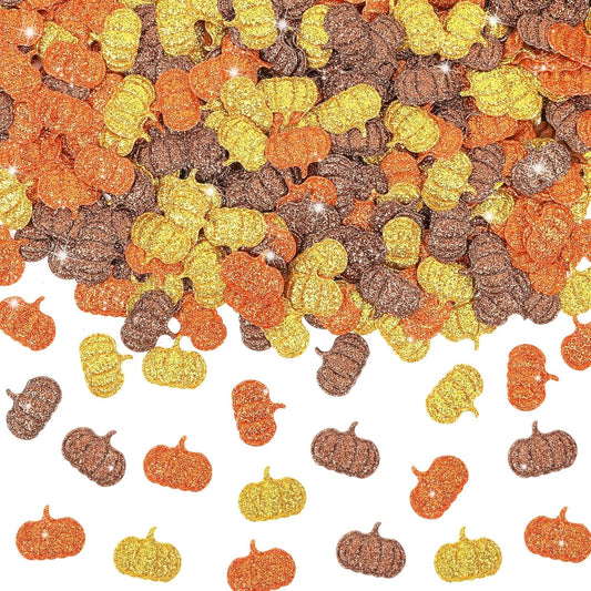 MARFOREVER Fall Felt Pumpkin Glitter Confetti, 500Pcs Thanksgiving Pumpkins Confetti Decorations Mixed Fall Colors Table Scatter Centerpiece for Fall Art Crafts Supplies Thanksgiving Party Accessories