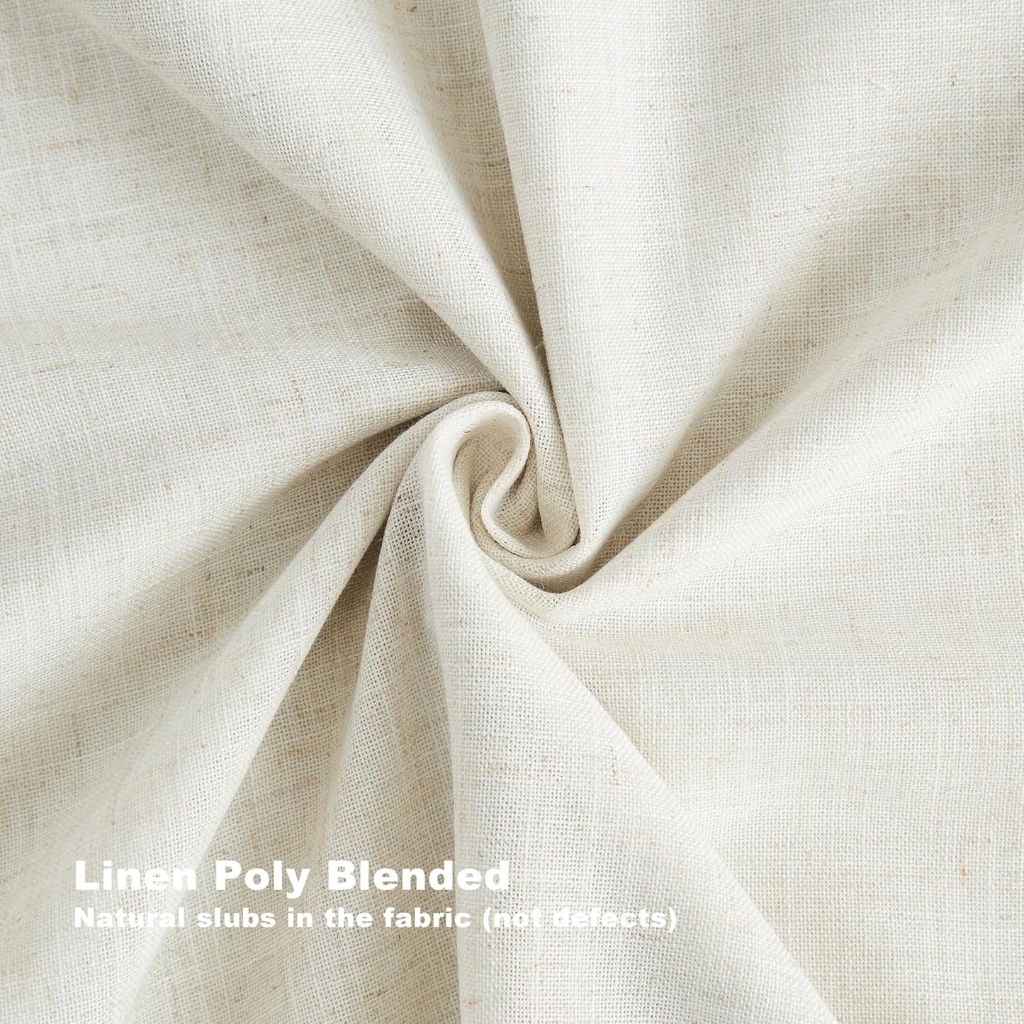 Vision Home Natural Pinch Pleated Semi Sheer Curtains Textured Linen Blended Light Filtering Window Curtains for Living Room Bedroom Pinch Pleat Drapes with Hooks 2 Panels 42" Wx63 L