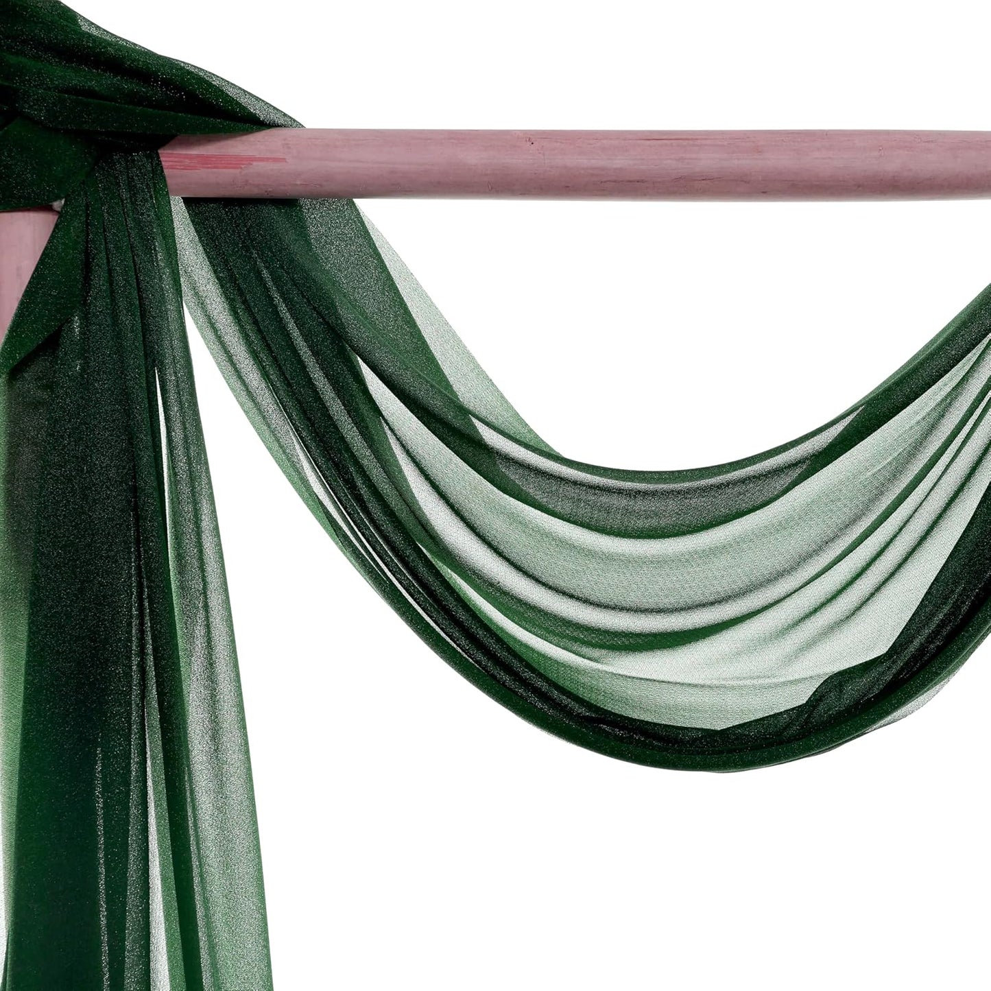 VDS Pack of 2 Panel (30 Inch X 100 Feet) Wedding Arch Draping Fabric Sheer Chiffon Fabric Drapery for Wedding Ceremony Reception Swag Backdrop Canopy Chuppah ARBO Altars Decoration (Hunter Green)