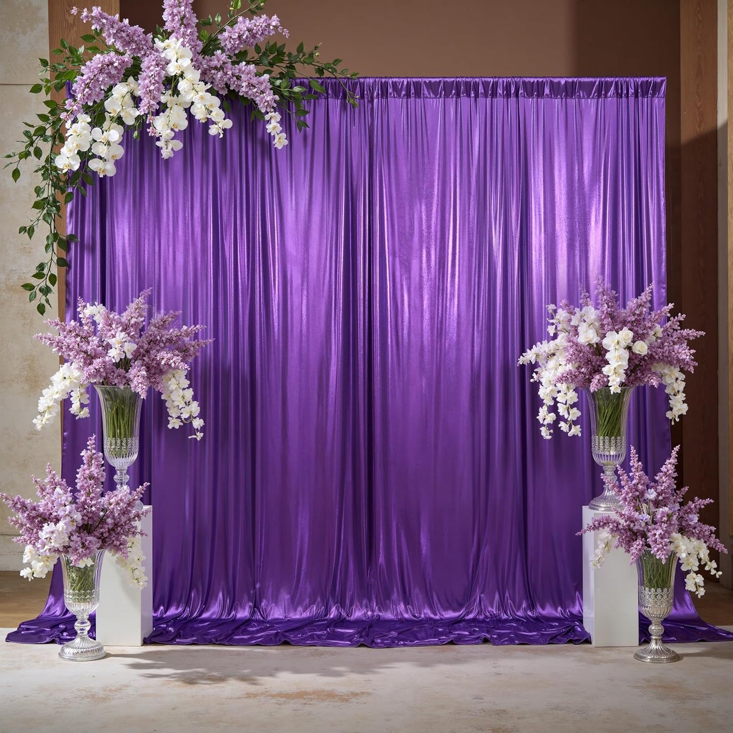 10x10ft Thick Purple Glitter Backdrop Curtain Panels for Parties, Wrinkle Free Sequin Sparking Photo Backdrop Drapes, 2 Panels 5x10ft Shimmer Back Drop Cloth for Wedding Birthday Photography