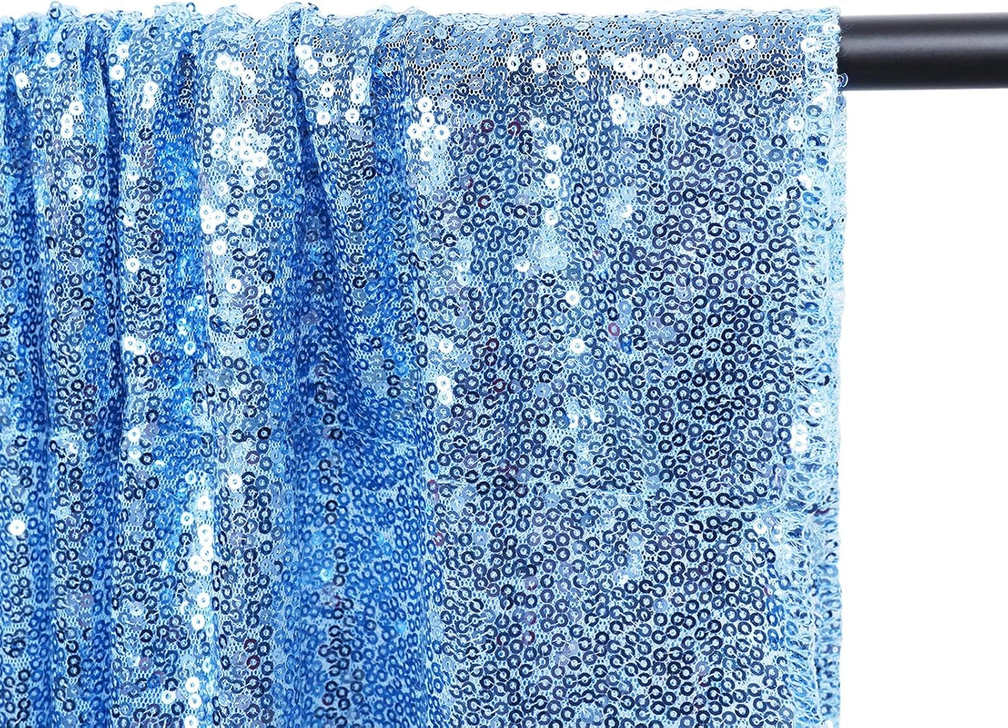 Poise3EHome 2ft x 8ft Baby Blue Sequin Backdrop Curtains 2 Panels Photography Backdrop for Party Decoration, Baby Blue