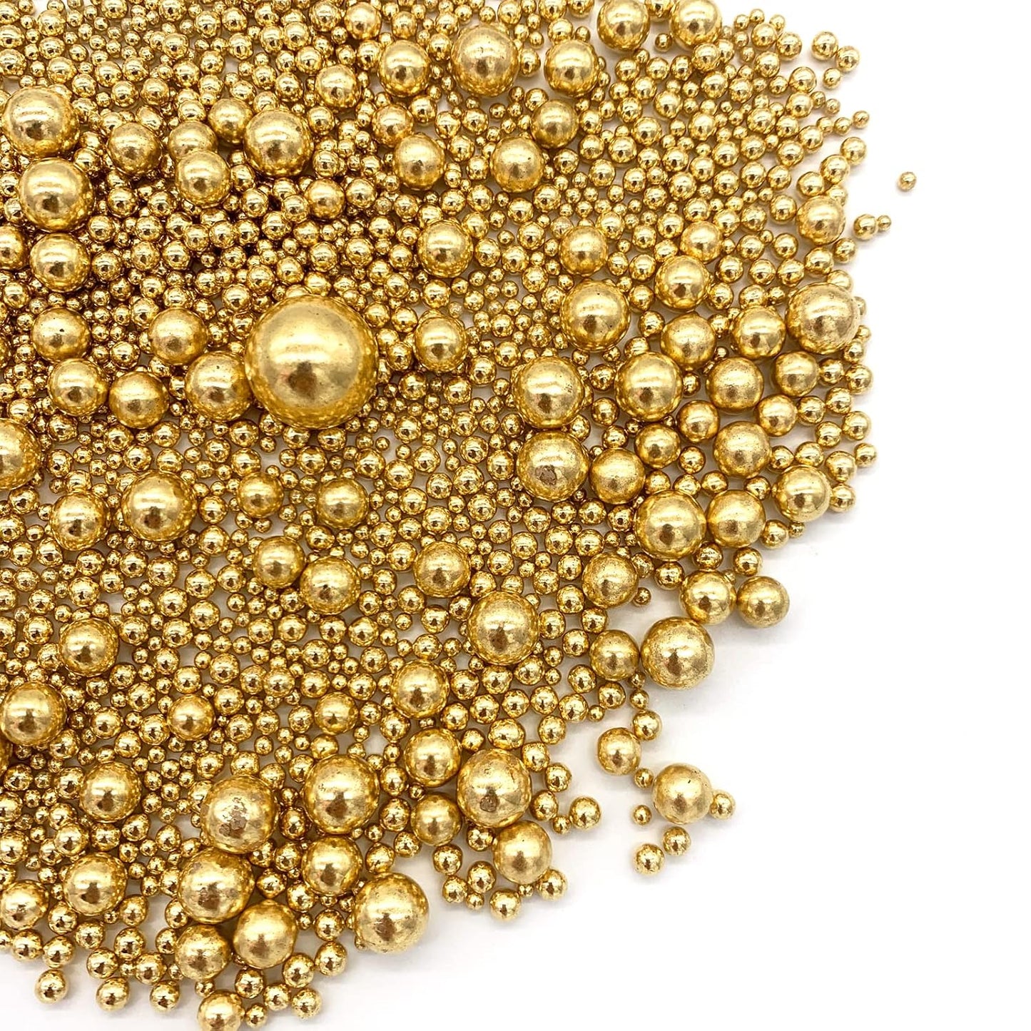 Weraru Edible Bright Gold Pearl Sugar Sprinkles Candy Mixing Size Baking Edible Cake Decorations Cupcake Toppers Cookie Decorating Celebrations Wedding Shower Party Chirstmas Supplies 120g/ 4.2oz