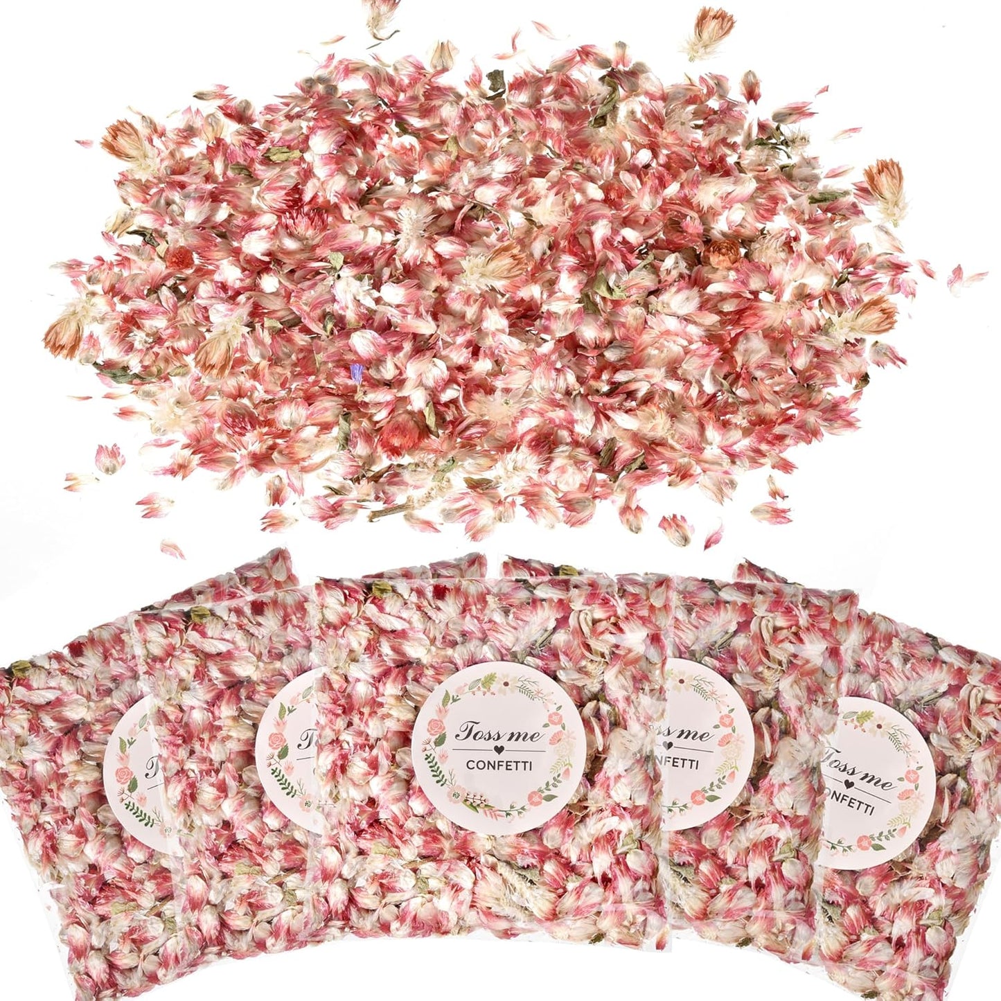 20 Pack Prefilled Confetti Packets,Biodegradable Flower Petals, Real Dried Flower Petals Individual Packing Rose Petals Wedding Send Off Ideas (Pink Flower Petal)