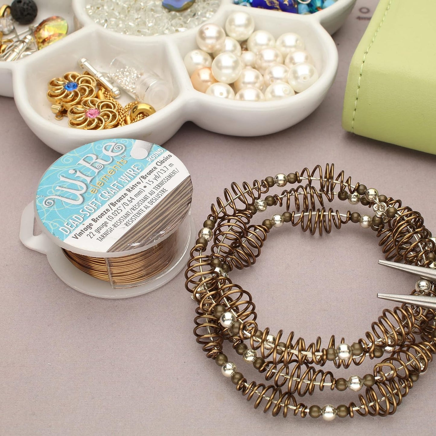 The Beadsmith Wire Elements Craft Wire – Tarnish Resistant, Soft Temper, Round, Vintage Bronze Color – 0.64mm, 22 Gauge, 15 Yard Spool – Jewelry Making, Wire Wrapping, Floral, & Other DIY Crafts…