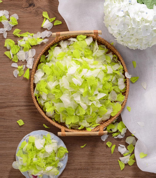 Real Dried Hydrangea Flower Petals -1.06Oz Real Natural Preserved Petals for Wedding, Party Confetti, Romantic Night, Proposal Decor, Handcrafts (Lime Green & White)
