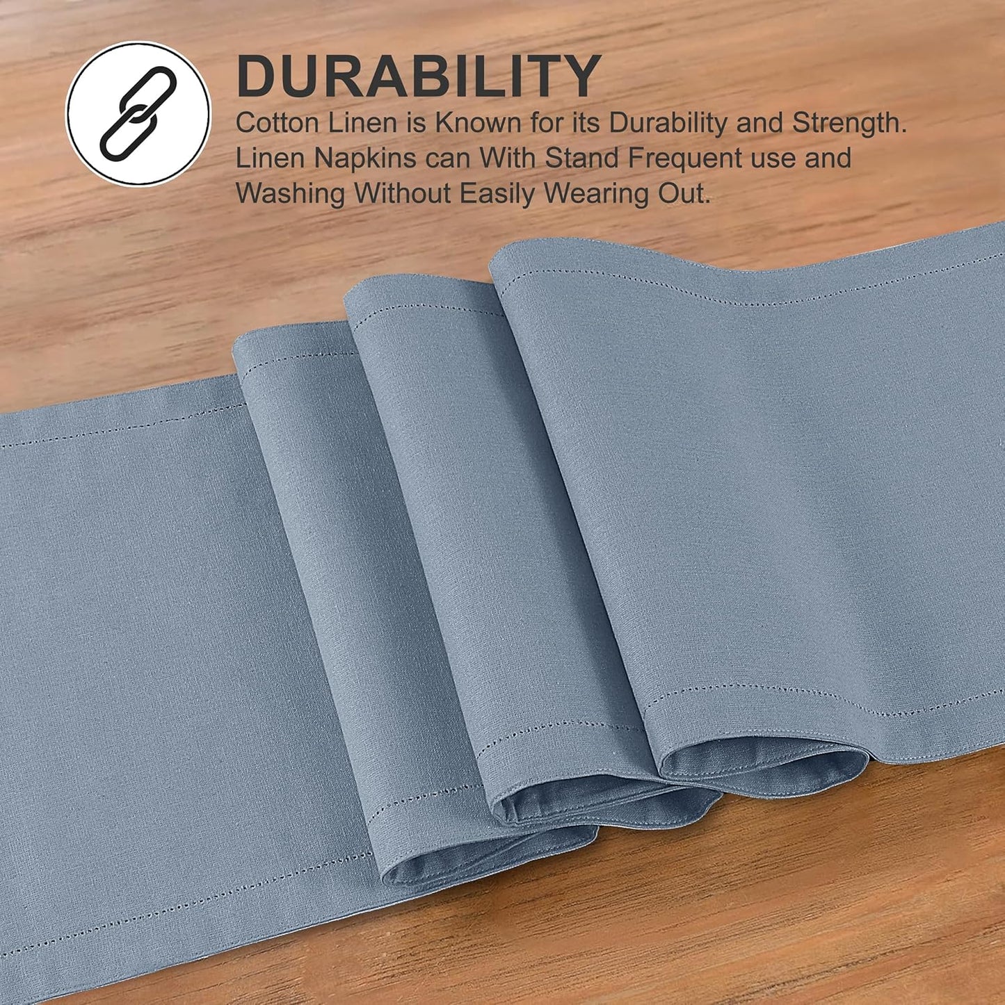 Ruvanti Linen Table Runner 60 Inches, Classic Hemstitch, Washable, Reusable, Non-Slipping, Stain Resistant- Perfect for Parties, Weddings, Dinners, Thanksgiving, Christmas, Indoor use – Grey