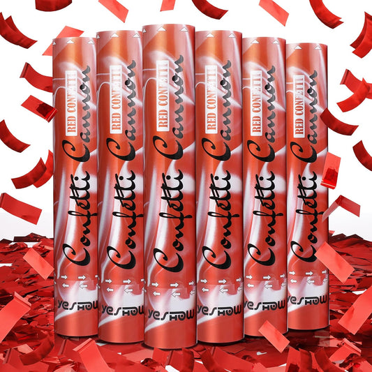 Confetti Cannon Party Poppers Shooters Red,YESHOW Confetti Bomb Blaster(6 pack) for Birthday Christmas New Year’s Eve Wedding Graduation