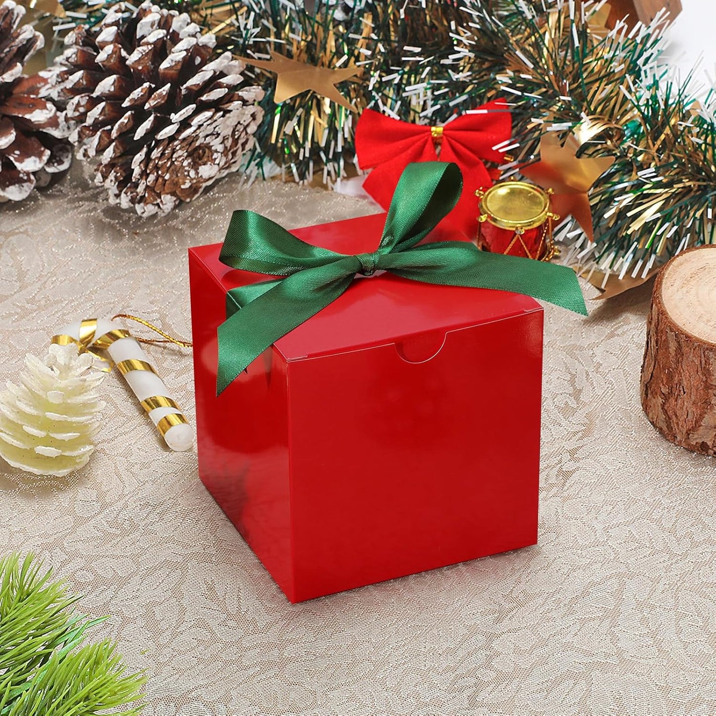 DOYIDE 20 Pack Small Gift Boxes, 6x6x6 Inch Red Elegant Paper Boxes with Ribbons, Christmas Gift Box Crafting, Wedding Party Favor, Cupcake, Candy, Bridesmaids Proposal Box