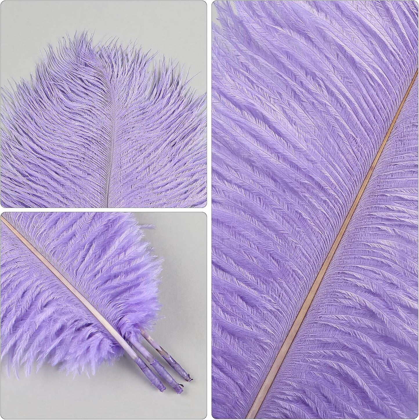 THARAHT Lavender Ostrich Feathers 24pcs Natural Bulk 10-12Inch 25cm-30cm for Crafts Wedding Party Centerpieces Easter Gatsbi and Decoration Feather