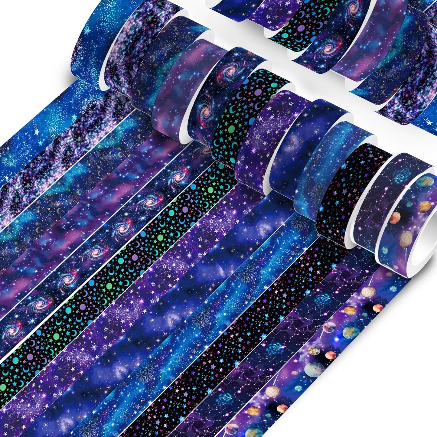 12 Rolls Starry Sky Washi Tape Set, Vintage Washi Tape Decorative Paper Stickers Decorative Tape for Craft,Galaxy Art Scrapbook,DIY Journal Set,Planner,Gift Wrapping,Party Decor