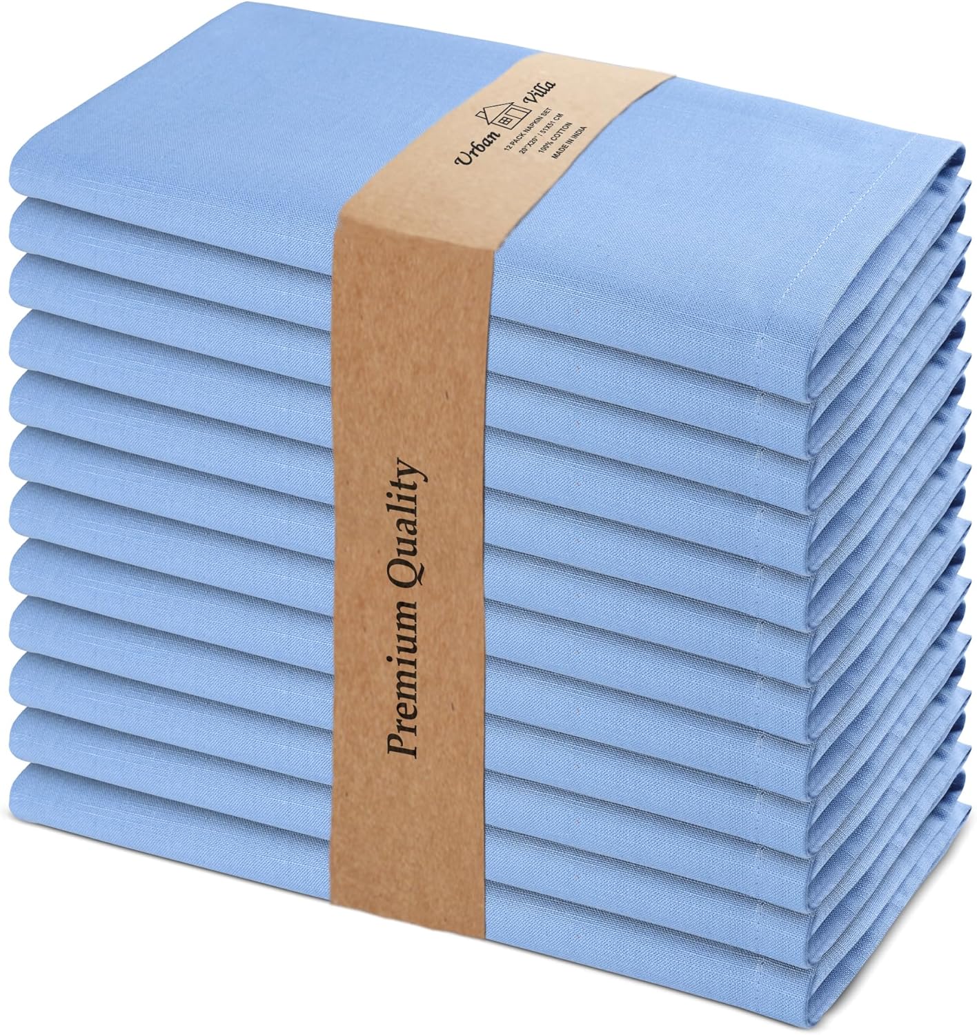 Urban Villa Ice BlueNapkins Solid Set of 12 Cloth Dinner Napkins Size 20x20 Inches Cloth Napkins 100% Cotton with Mitered Corners Ultra Soft DinnerNapkins