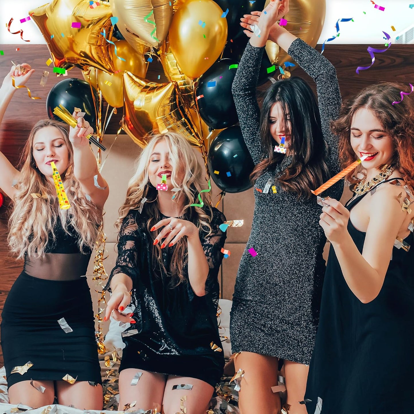 12 Pcs Party Blower Colorful Blowouts Noisemakers Birthday Blowouts Whistles for Party Favors(Colorful Paper Roll)